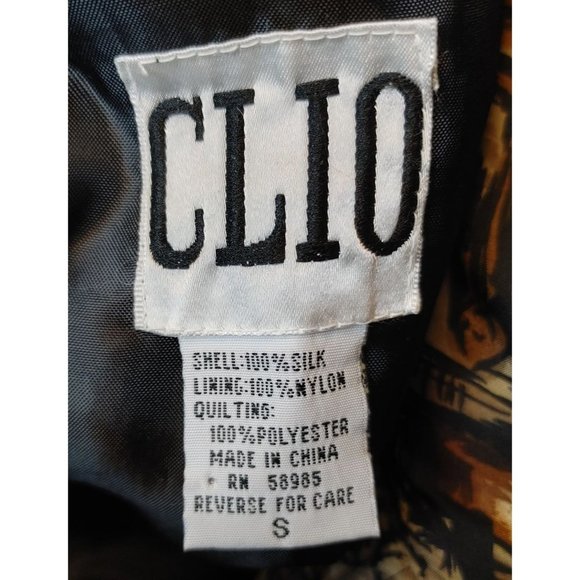 CLIO Womens S Silk Floral Pattern Multi Color Zip Up Jacket Coat - Picture 3 of 3